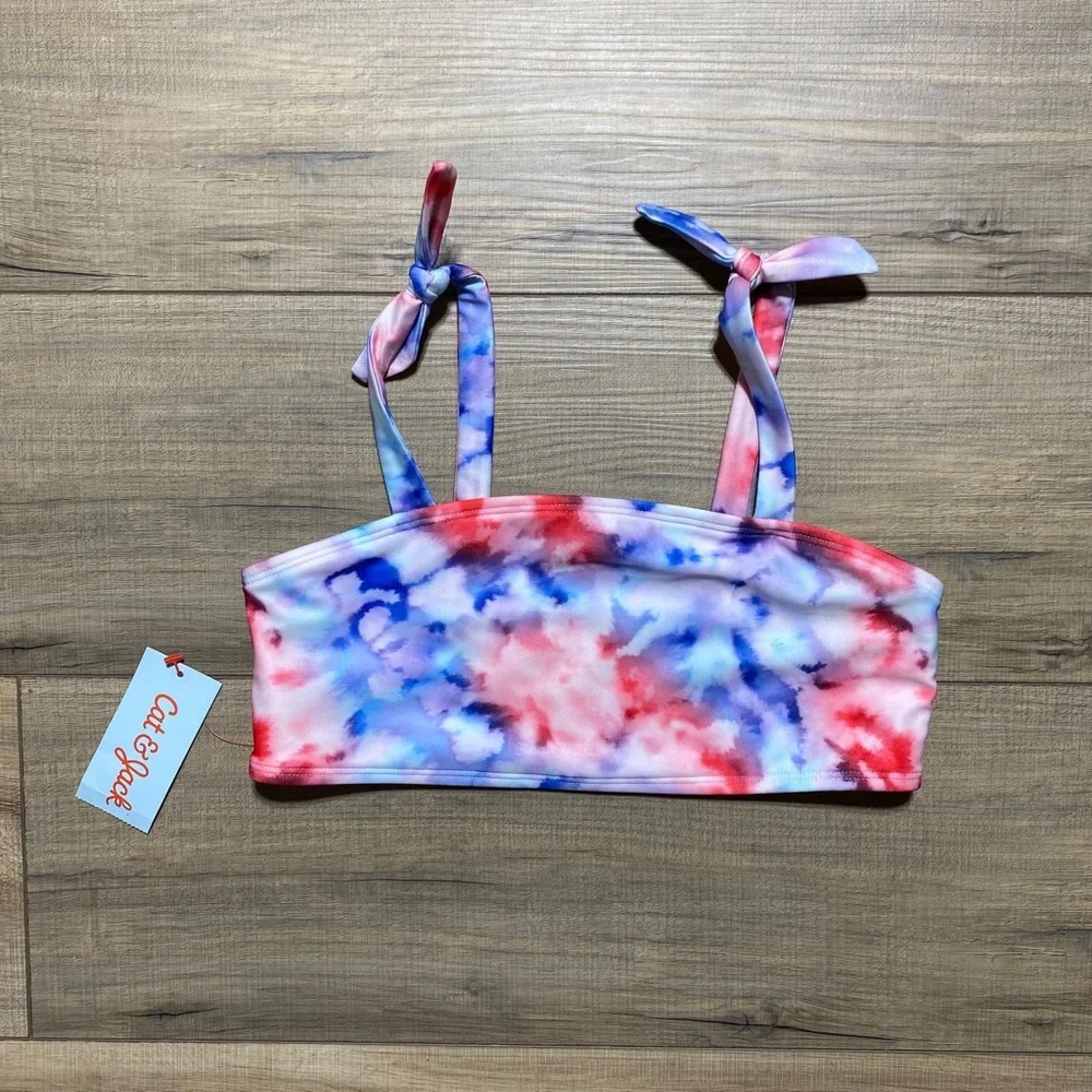 Cat & Jack Girls Tie Dye Bikini Top Size Large 10/12‎ UPF 50+